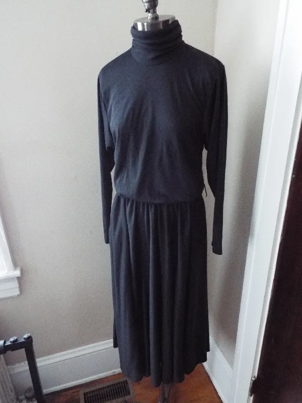 Vintage Long Sleeve Black Dress by Positive Attitude Black Maxi Skirt