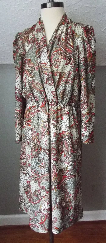 Vintage Long Sleeve Floral Print Dress Printed A-line Maxi