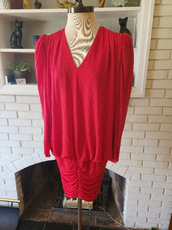 Vintage Long Sleeve Red Dress by New Leaf Fitted Maxi Skirt