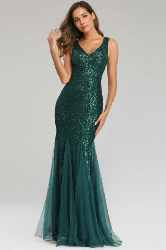 Adeline Sparkly Sequin Fishtail Gown Sequin Slip Dress