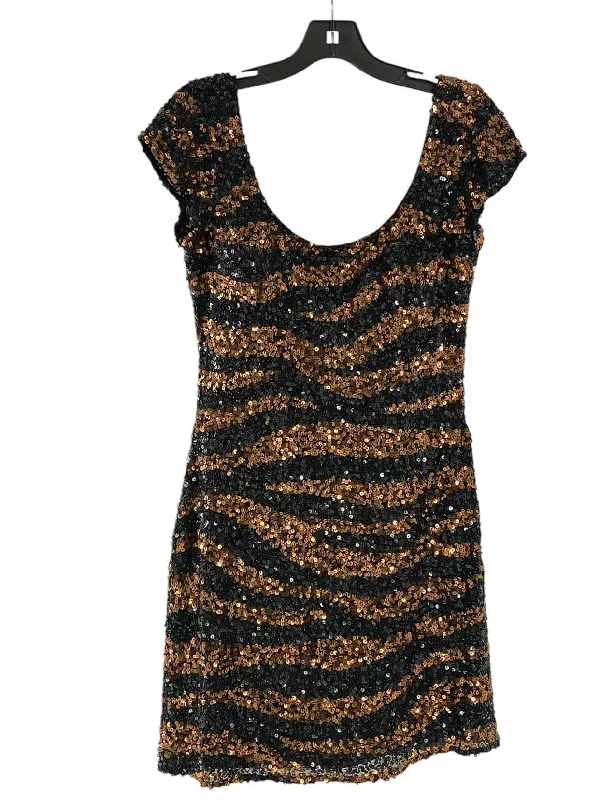 Camille La Vie Size 8 Black Brown Stripe sequin & mesh Dress Sequin Dress Look