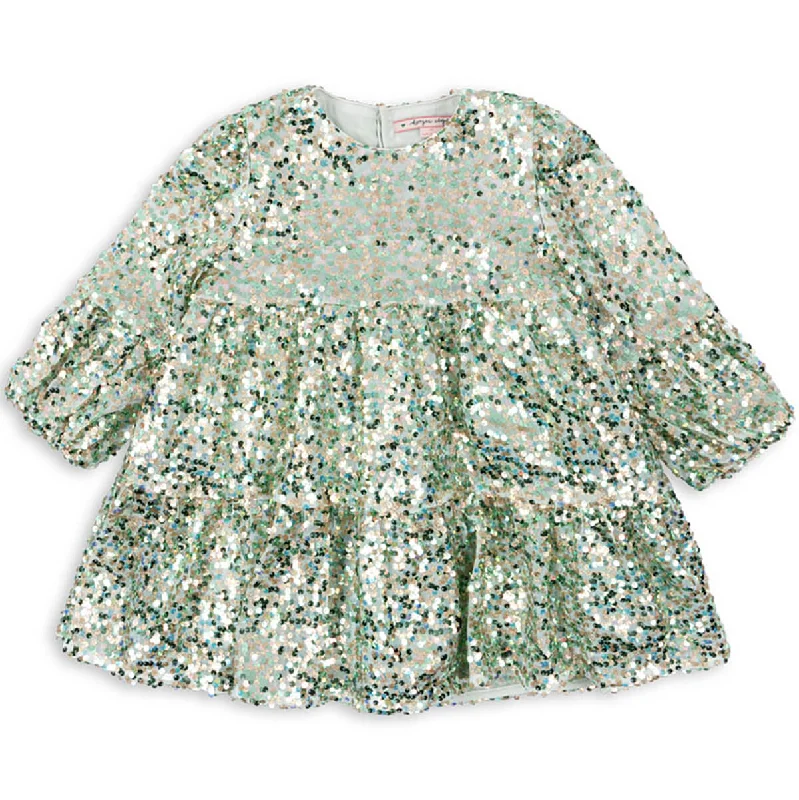 Lila Sequins Dress in Green by Konges Slojd Sequin Dress Midi