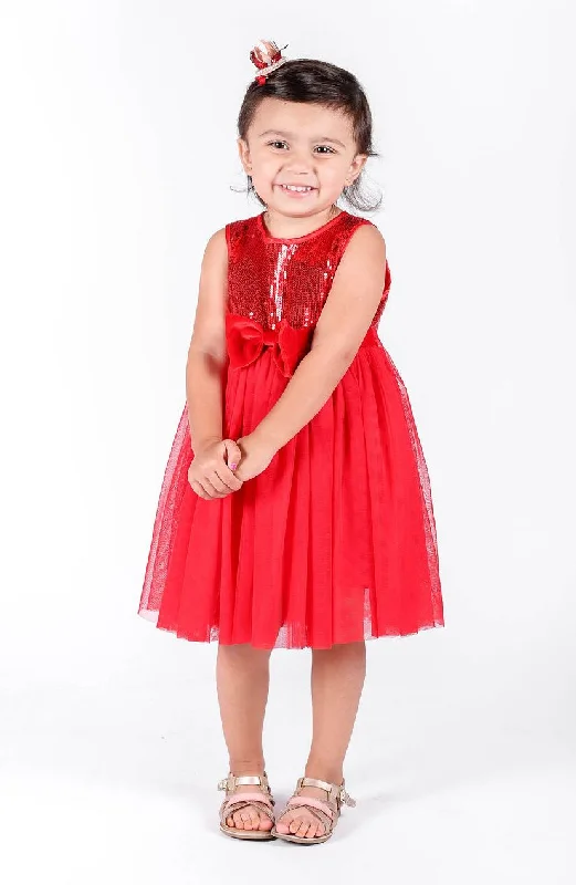 Popatu Little Girls Sequins Big Bow Tulle Dress Sequin Gown Chic