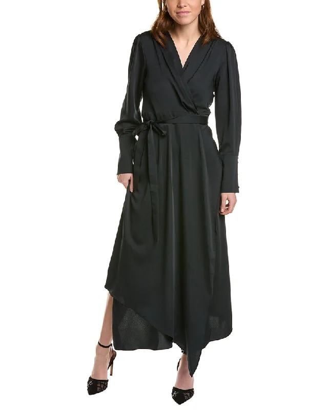 BCBGMAXAZRIA Midi Wrap Dress Tulle A-line Skirt