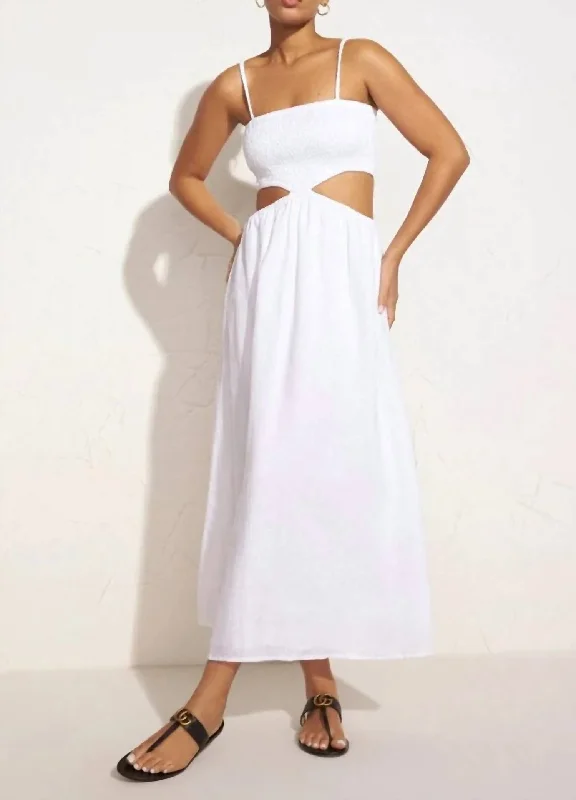 Tayari Midi Dress in Plain White Elegant Midi Dress