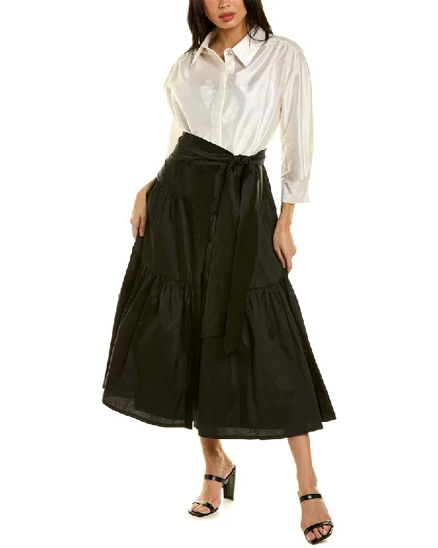 Teri Jon by Rickie Freeman Midi Shirtdress Structured Midi Skirt