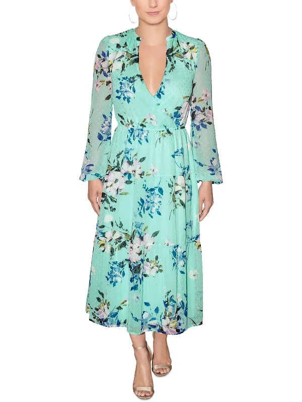 Womens Floral Midi Midi Dress Winter Midi Outfit