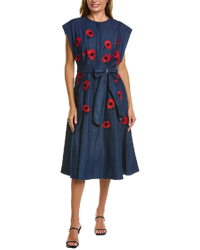 Carolina Herrera Denim Shirtdress Tied Shirt Dress