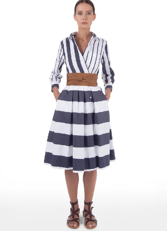 Cotton Striped Shirt Dress with Belt Shirt Dress Outfit