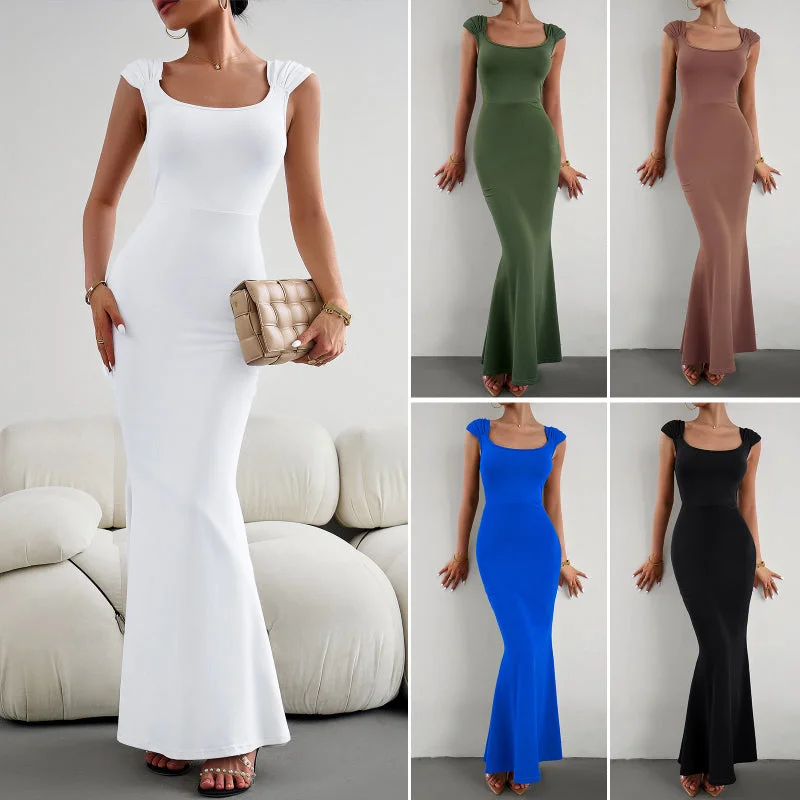 Elegant Bodycon Turtleneck Knit Dress Bodycon Wrap Gown