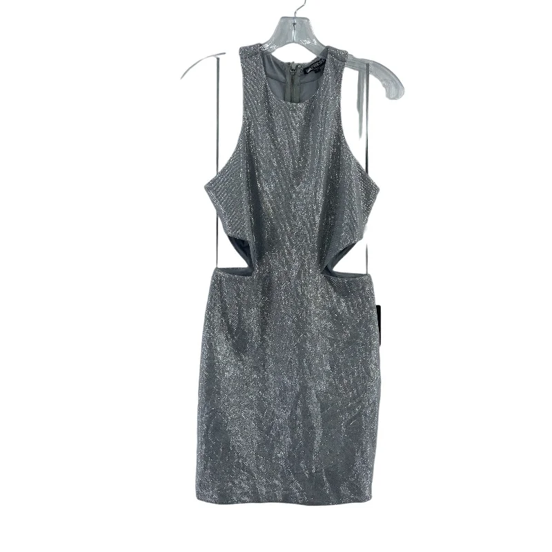 Express Silver Metallic Open-Back Bodycon Dress Women’s Size 6 NWT Off-shoulder Dress Set