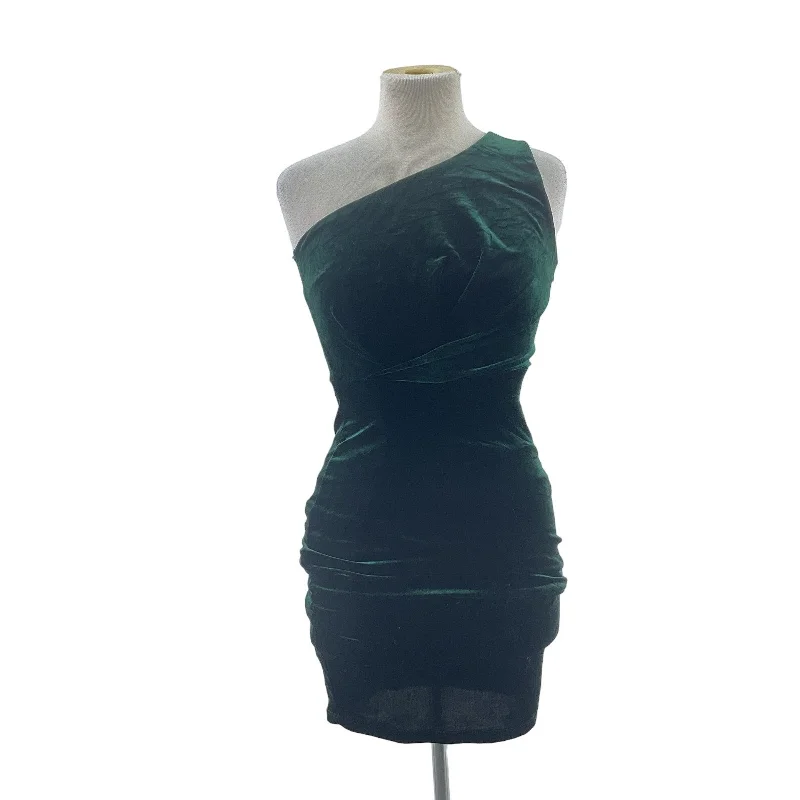 Lulus Green Velvet One-Shoulder Bodycon Dress, Women’s XS, Knee Length, Preowned Sheer Bodycon Dress