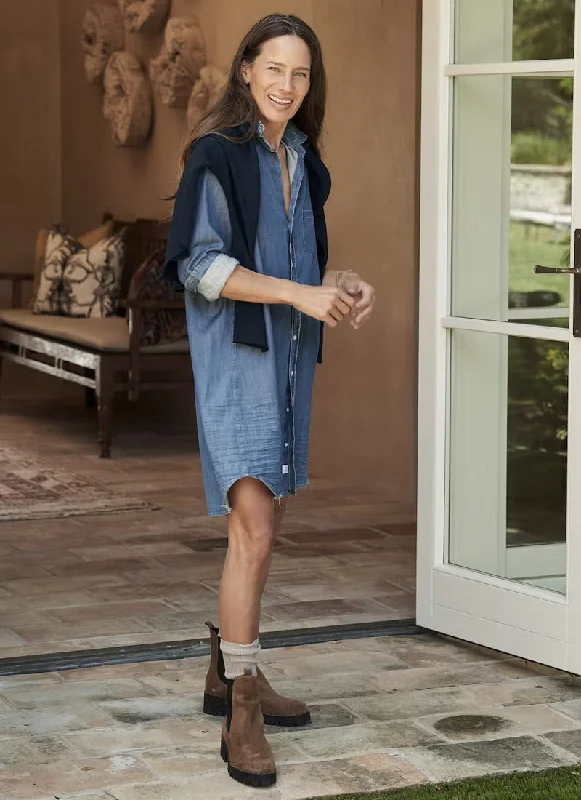 Mary Vintage Stonewashed Denim Shirt Dress Shirt Dress Glam