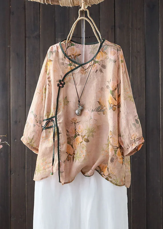 Vintage Khaki V Neck Print Button Patchwork Linen Shirts Summer TP1050 Mini Shirt Dress