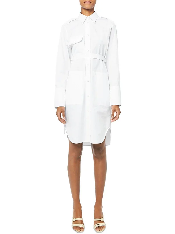 Womens Belted Button Front Shirtdress Shirt Dress Trend