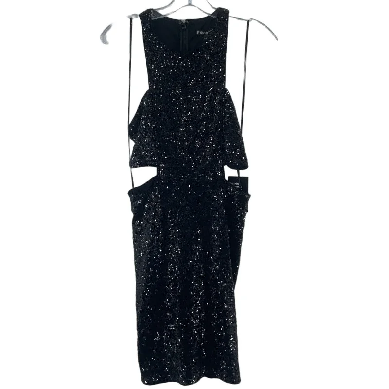 Express Black Sequin Cut-Out Bodycon Party Dress - NWT, Nylon, Women’s Size 4 Classic Black Bodycon